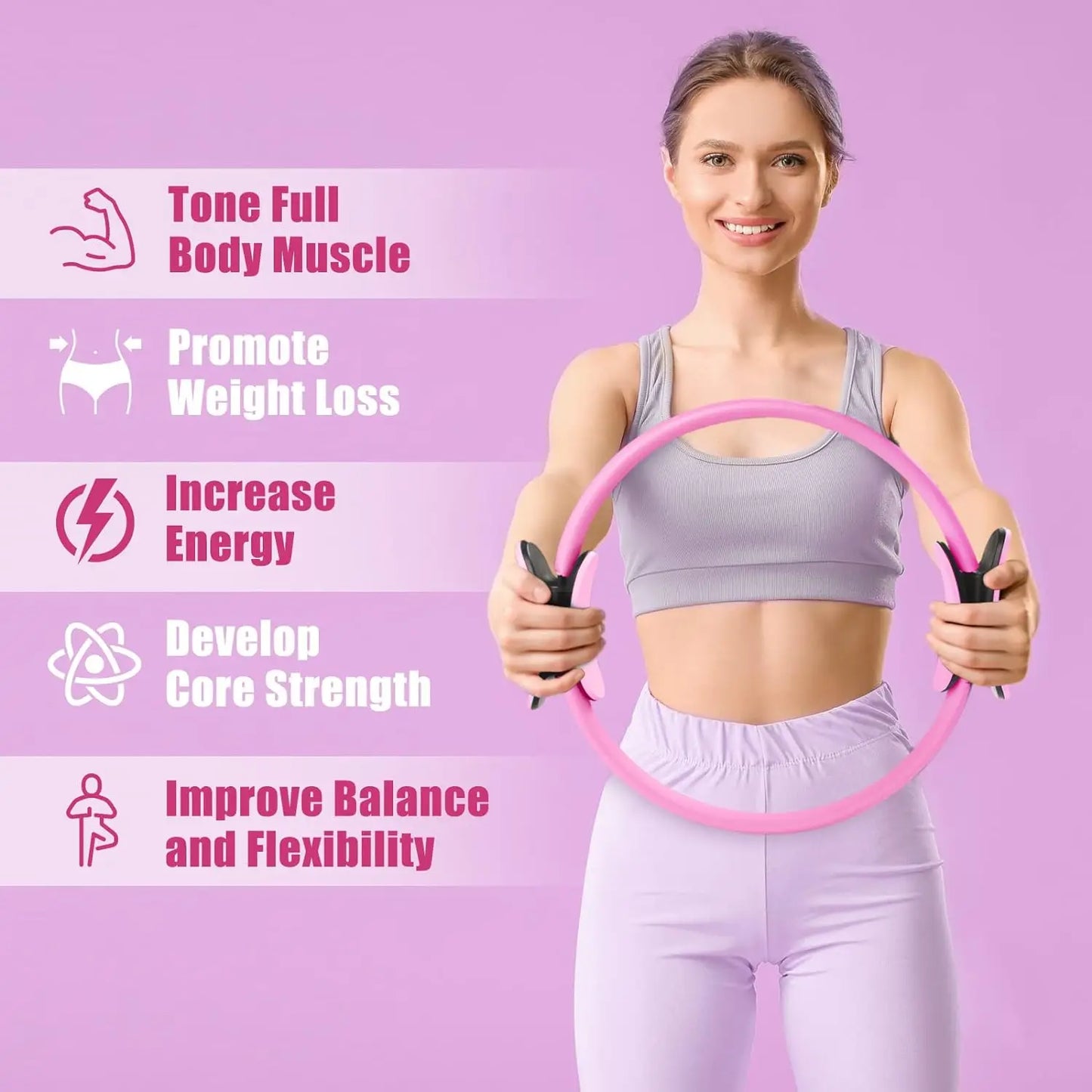 Aro de Pilates, Círculo Mágico de Fitness para Tonificar Muslos, Abdominales y Piernas, Entrenamiento de Resistencia, Deporte Corporal, Fitness, Yoga