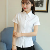 Camisa blanca de moda coreana para mujer, blusa de manga corta de otoño, blusa ajustada para oficina, camisa para mujer, camisa para estudiante S-5XL, ropa para mujer