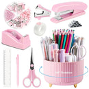 Desktop Office Stationery Set with Stapler Tape Dispenser Scissors Staple Remover for Home School Supplies
