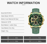 New NAVIFORCE Watches for Men Leather Men's Military Sport Waterproof Watch Quartz Wristwatch Chronograph Male Clock