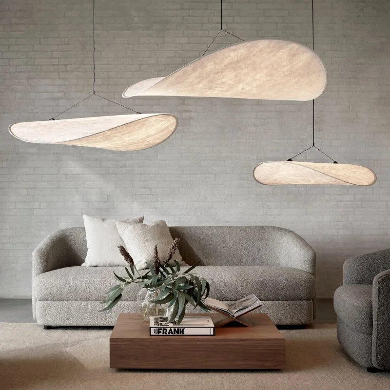 Wabi Sabi Silk Pendant Lamp Modern LED Ceiling Chandelier Light for Living Room Dining Bedroom Indoor Home Decor Light Fixtures