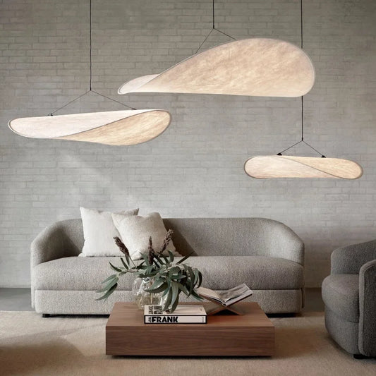Wabi Sabi Silk Pendant Lamp Modern LED Ceiling Chandelier Light for Living Room Dining Bedroom Indoor Home Decor Light Fixtures