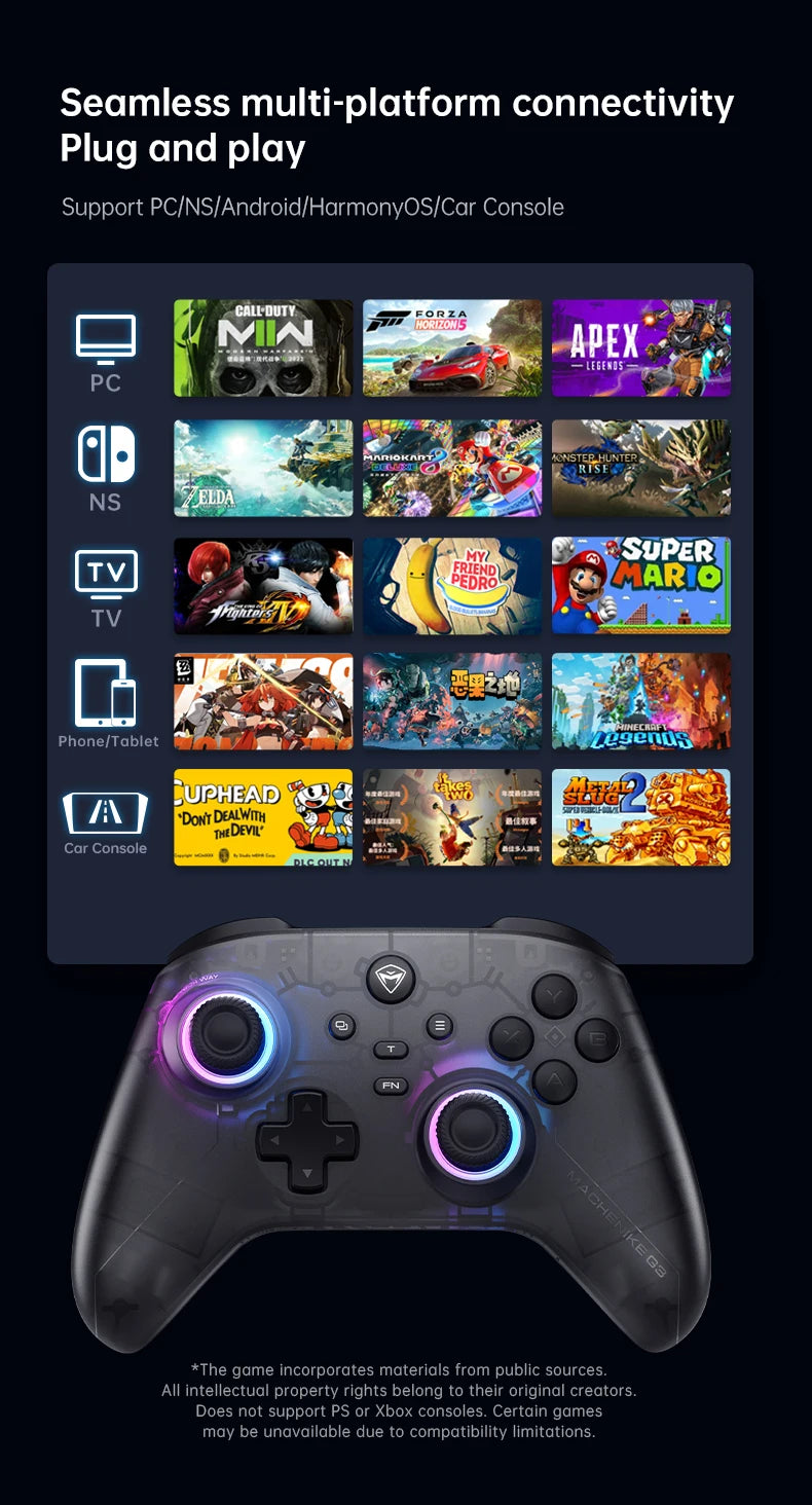 Machenike G3 V2 PC Gaming Controller Hall Effect Gamepad for Nintendo Switch iPhone Android Mobile Phone Windows PC Steam