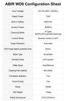 ABIR WD8 Robot Window  cleaner, Dual Water Spray,Smart Memory,High Vacuum Suction, Laser Sensor, Home Wall Glass Cleaning Robot