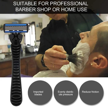 Afeitadora manual con cabezal de 6 capas, cuchilla clásica de doble filo de acero inoxidable, afeitadora de seguridad para barba y bigote.
