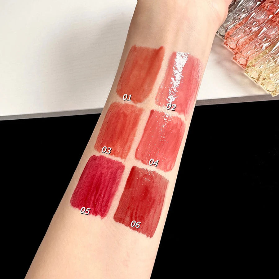 Brillo de labios de larga duración, hidratante, fácil de teñir, resistente al agua, efecto espejo, cristal de agua, brillo de labios, color transparente, cosméticos