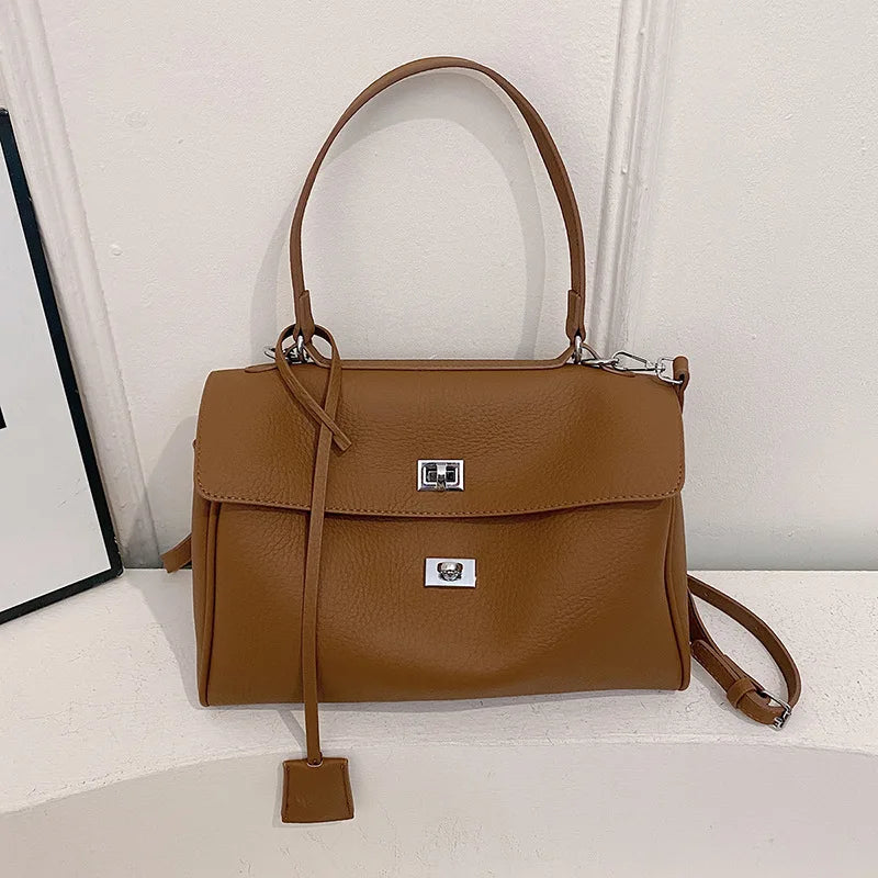 Casual Large Capacity Lychee Pattern Single Shoulder Slant Cross Bag Versatile Underarm Bag Simple Stylish Tote Bag