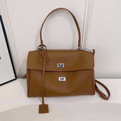 Casual Large Capacity Lychee Pattern Single Shoulder Slant Cross Bag Versatile Underarm Bag Simple Stylish Tote Bag