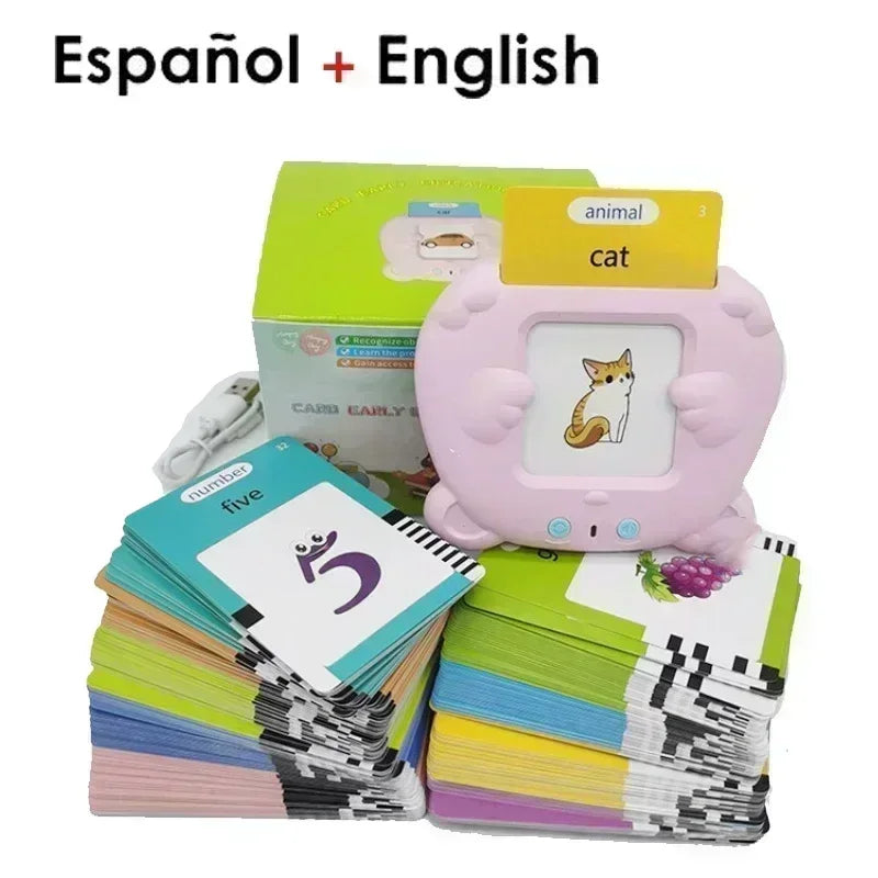 Máquina de aprendizagem para crianças falando cartões flash jardim de infância crianças linguagem livro de áudio eletrônico aprender inglês alemão espanhol francês