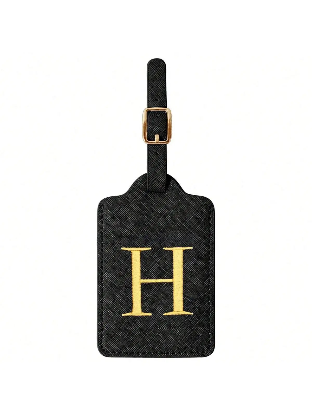 PU Leather Luggage Tag for Travel - Durable Suitcase ID Tag with Privacy Cover & Name Card Slot (A-Z) liu