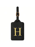 PU Leather Luggage Tag for Travel - Durable Suitcase ID Tag with Privacy Cover & Name Card Slot (A-Z) liu