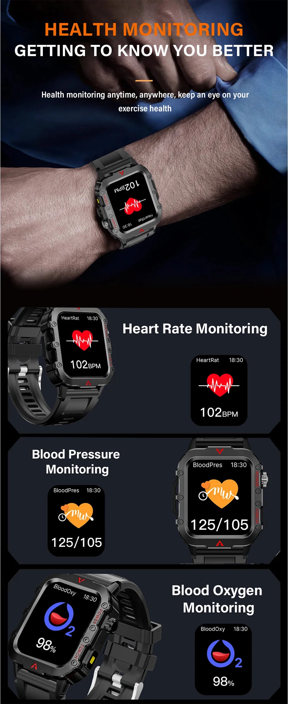 LAXASFIT Smart Sports Watch LED Flashlight Music Player Fitness Tracking Bluetooth Calling Sleep Monitoring 2025 New Smart Watch