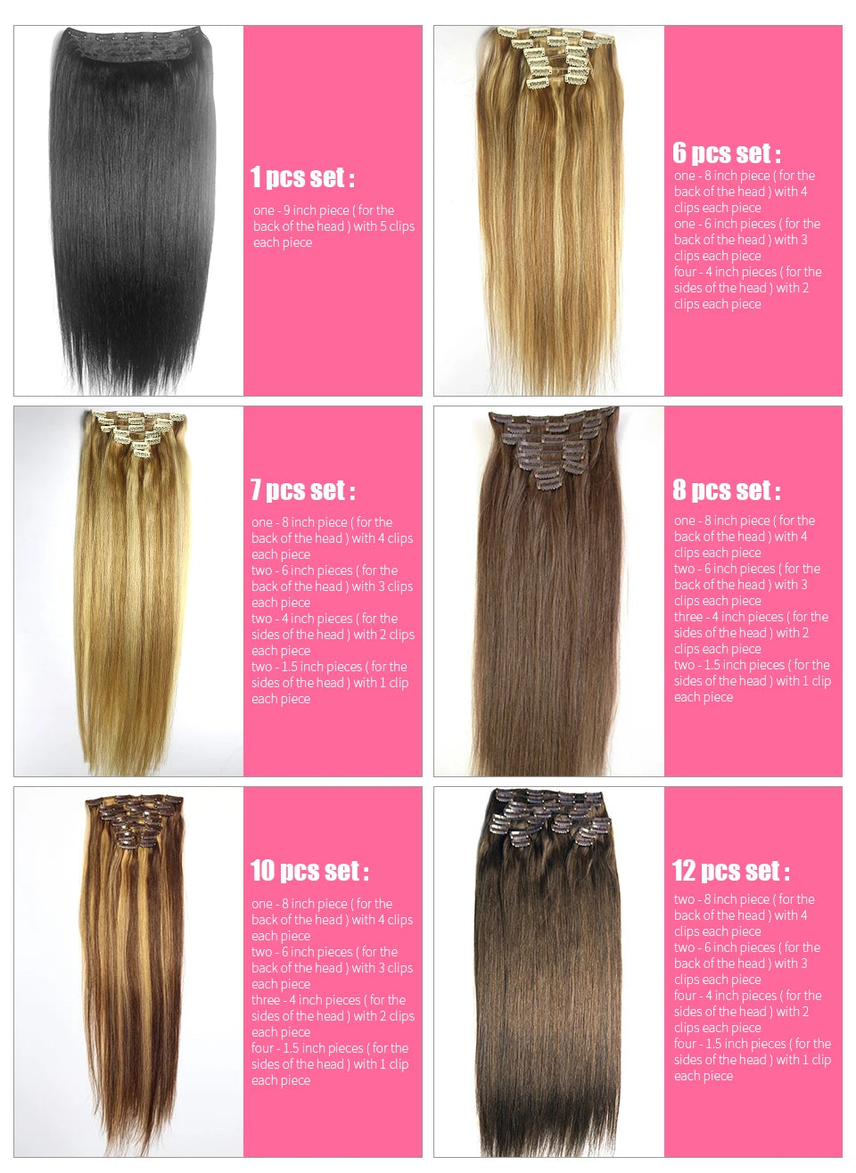 ZZHAIR 100% Brazilian Human Remy Hair Extensions 120g-200g 16"-26" U Piece Wig Clip-in Natural Straight