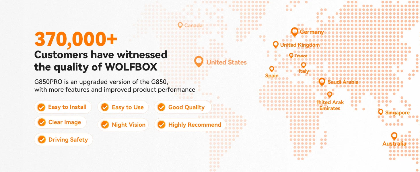 WOLFBOX G850 PRO 4K WiFi Mirror Dash Cam with ADAS and BSD 5.8GHz WiFi Voice Control Car DVR Rearview Mirror 12inch