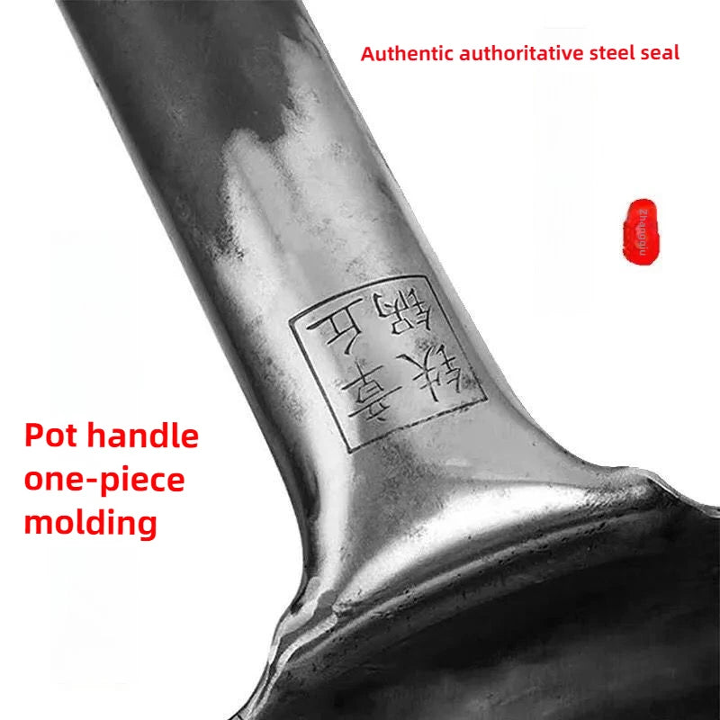 Authentic Zhangqiu flat-bottomed fish scale iron pan, hand-forged pan, induction cooker universal uncoated non-stick pan