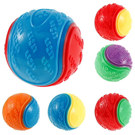 6Pcs Squeaky Balls Toys Dogs Interactive Toys TPR Dog Chew Toy for Dog Pet Teeth Cleaning Bite Resistance  Pet Supplies
