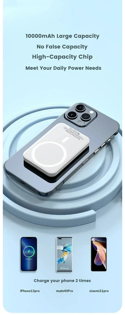 Portable Magnetic Auxiliary Spare External Magnetic Battery Pack Power Bank Wireless Charger For iphone 13 14 15 16 Power bank