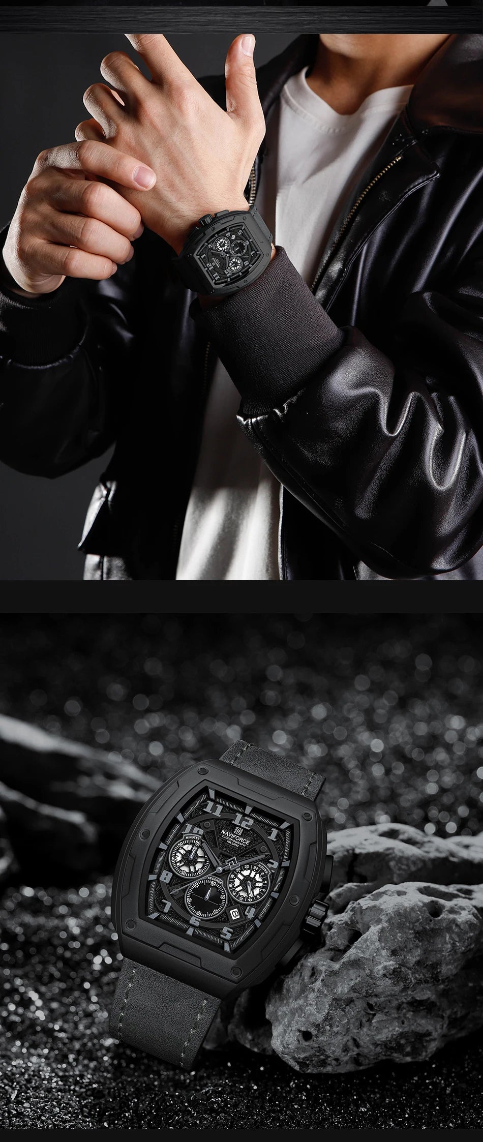 NAVIFORCE Luxury Brand Men's Sports Watch Quartz 24-Hour Chronograph Waterproof Male Wristwatches Date Display Clock Reloj Hombre