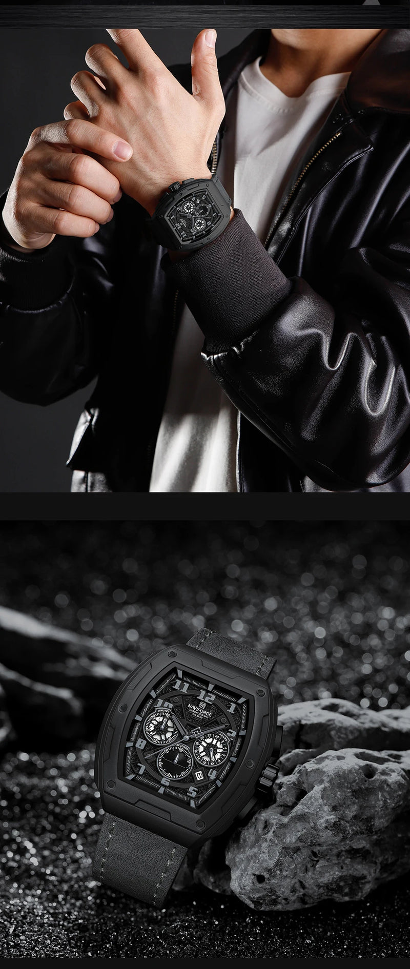 NAVIFORCE Luxury Brand Men Sports Watch Quartz 24 Hours Chronograph Waterproof Male Wristwatches Date Display Clock Reloj Hombre