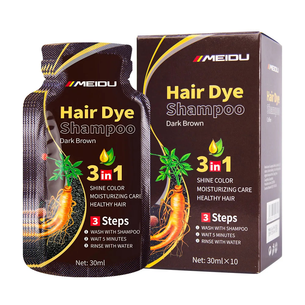 Shampoo de Coloração Capilar 3 em 1 (30ml) – Escurecimento Instantâneo de Cabelos Grisalhos para Preto – Com Polygonum Multiflorum (Cobertura Natural) para Mulheres