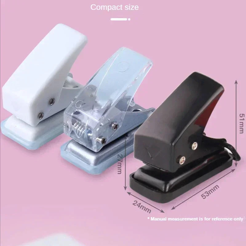 Mini perforadora de un solo anillo, perforadora de papel de 1 agujero, portátil, redonda, kawaii, para oficina, escuela, suministros de encuadernación, papelería