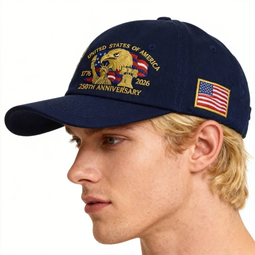 US 250th Anniversary Cap Adjustable Retro Washed Patriotic Cap US 250th Anniversary Tribute Hat Trucker Hat for Men & Women