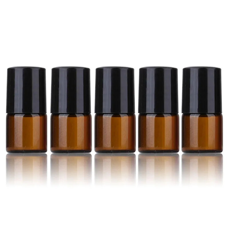 5pcs 1ml 2ml 3ml Amber Roll-on Bottles for Essential Oils Roll-on Perfume Bottle Stainless Steel Ball Container More Color