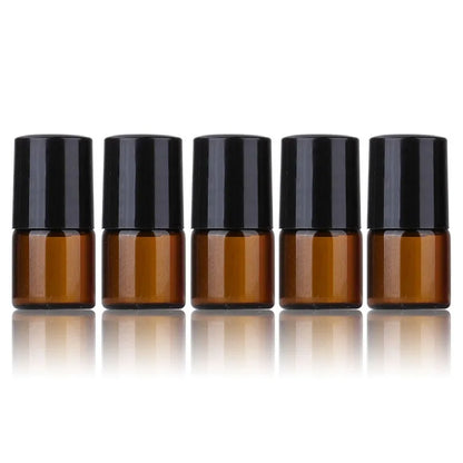 5pcs 1ml 2ml 3ml Amber Roll-on Bottles for Essential Oils Roll-on Perfume Bottle Stainless Steel Ball Container More Color