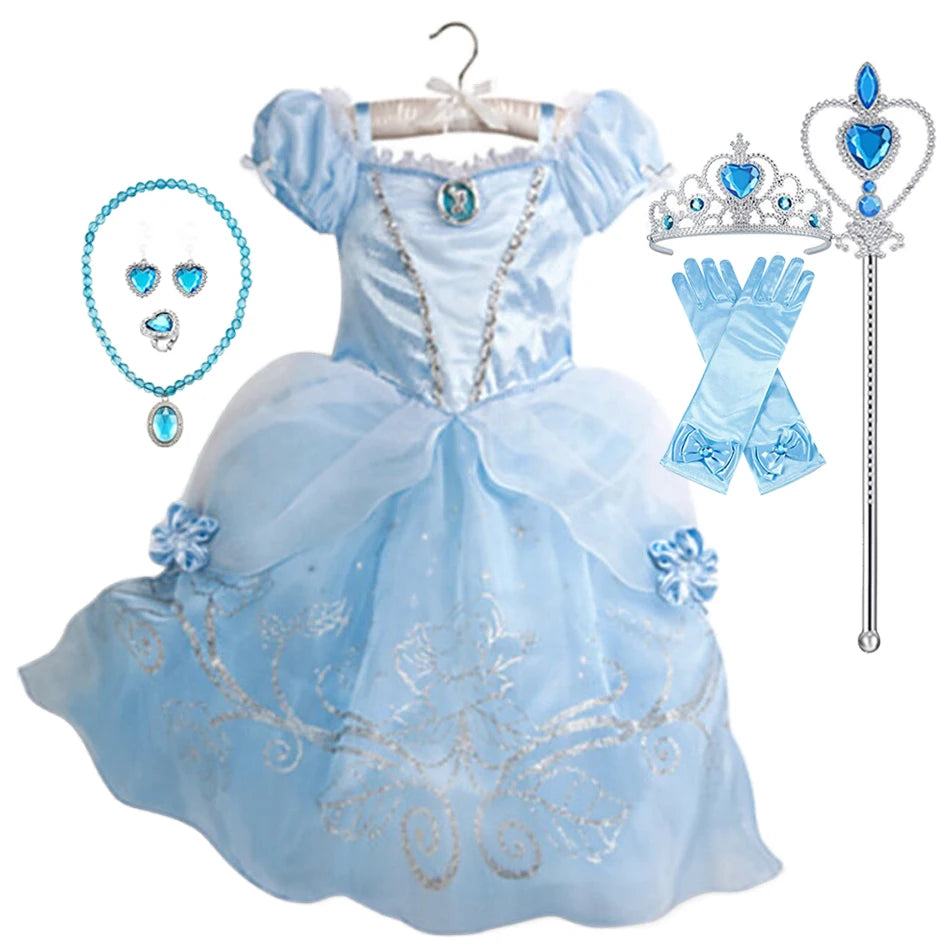 Vestido de Princesa para Festa à Fantasia – Novo Modelo 2025 – Ideal para Natal, Aniversário e Carnaval (Estilos Rapunzel e Bela)