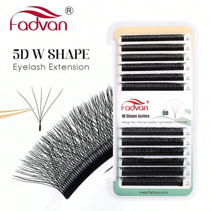 Extensiones de pestañas FADVAN 5D en forma de W, de visón sintético natural, prefabricadas, con volumen y abanico
