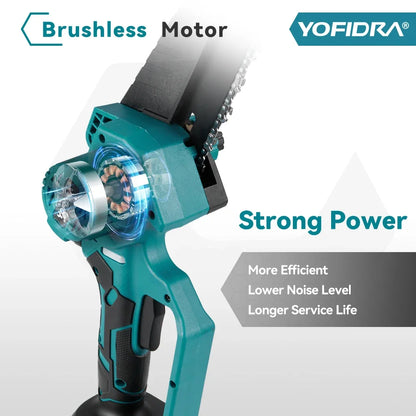 YOFIDRA Brushless 8 inch Electric Pruning Saw Cordless Chainsaw Rechargeable Woodworking Saw Power Tool For Makita 18V Battery
