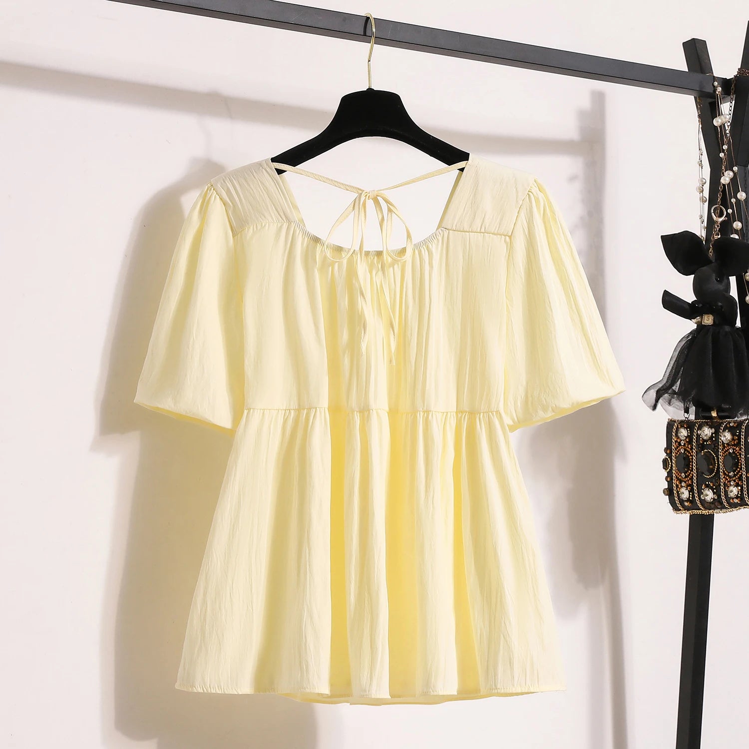 Plus Size Shirts & Blouses Women Summer 2025 New Arrival Korean Fashion Tops Short Puff Sleeve Loose Sweet Blouse Woman L-4XL