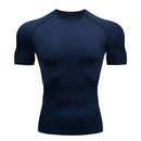 Men Compression Running T Shirt Fitness Tight Short Sleeve Tshirt Training Jogging Shirts Gym Sportswear Quick Dry Rashgard