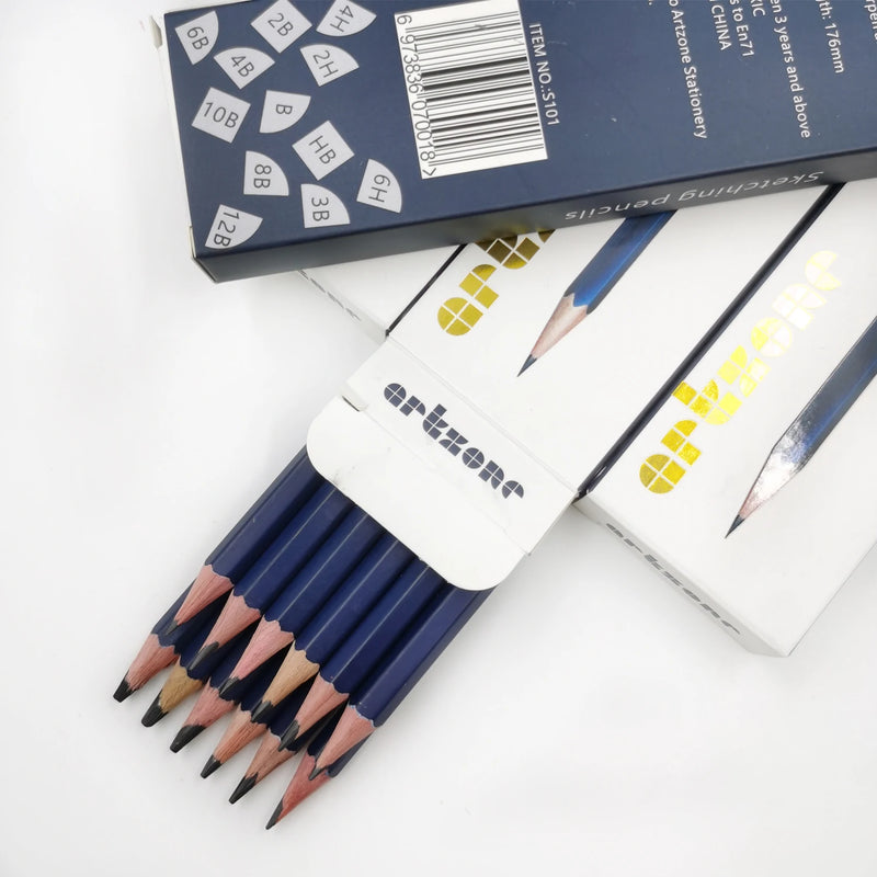 Professional Drawing Sketching Pencil Set, 12pcs Graphite Pencils, 6H-12B, Ideal for Drawing Art, Sketching, Shading, Artist Pen