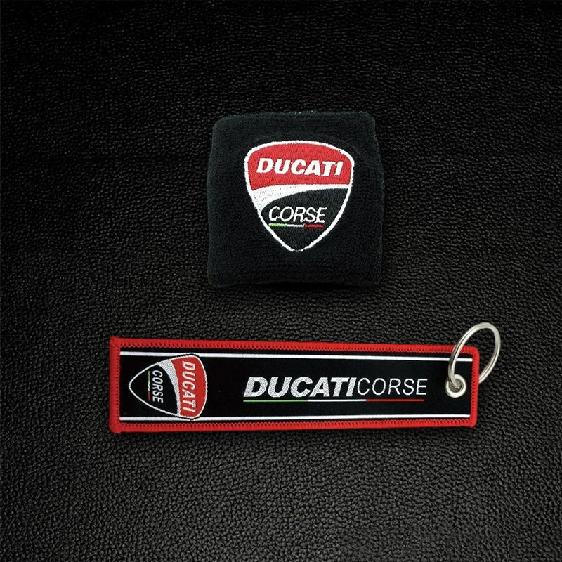 Motorcycle Embroidery Front Fluid Oil Brake Reservoir Sock Cover for Ducati Monster Panigale Diavel Superleggera V4 V2 Scrambler