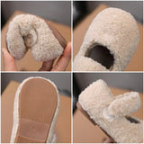 Children Fur Shoes 2025 Winter Kids Warm Plush Shoes For Girl Flat Loafers Moccasins Girls Casual Shoes Khaki, Beige