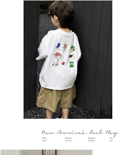 Boys' Summer Short Sleeve T-shirt New Small And Medium Children's Round Neck Top Children's Casual Versatile Half Sleeve Fashion