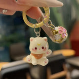 1/6Pcs Colorful Cat Bell Keychains for Friends Backpack Phone Pendant Hangings Couple Cartoon Animal Paw O-shaped Keychains