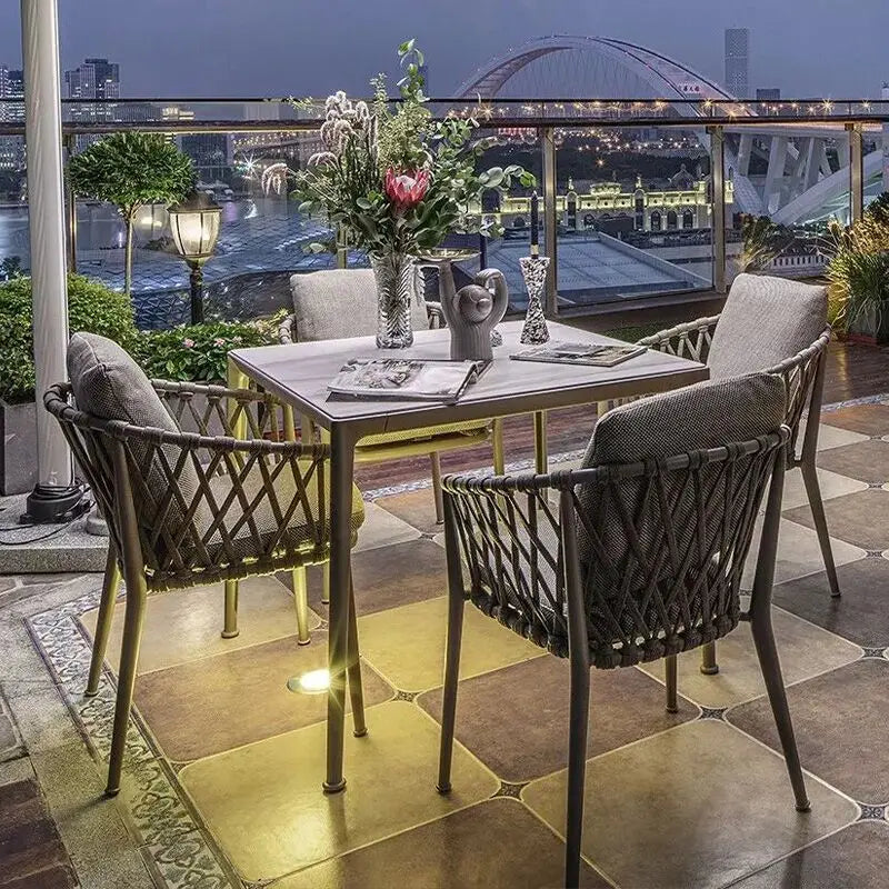 Juego completo de muebles de cocina, salón de jardín al aire libre, Patio, campamento, casas prefabricadas, sesiones de casa, juegos de jardines, mesa y silla