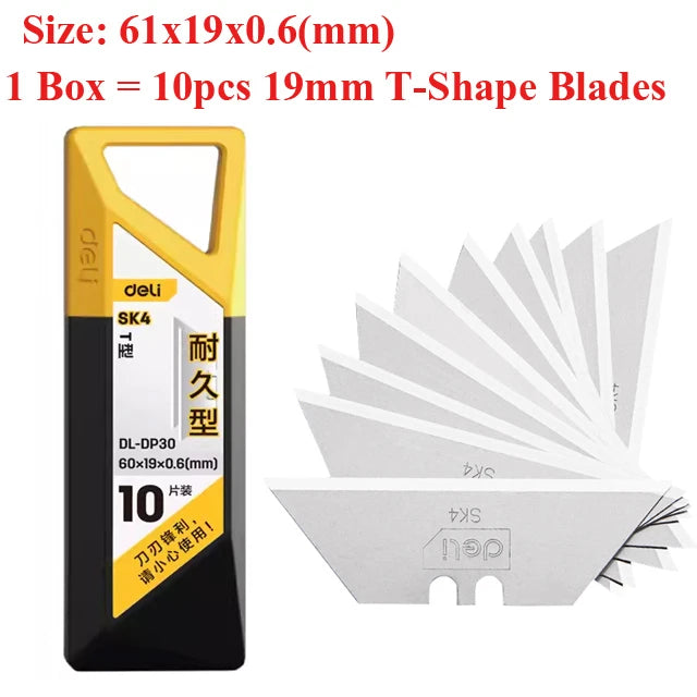 Deli 10pcs/box Knife Blade 9mm 18mm SK5 Metal Blades for Home School Supplies Art Craft Paper Box Cutting Utility Knife Tool