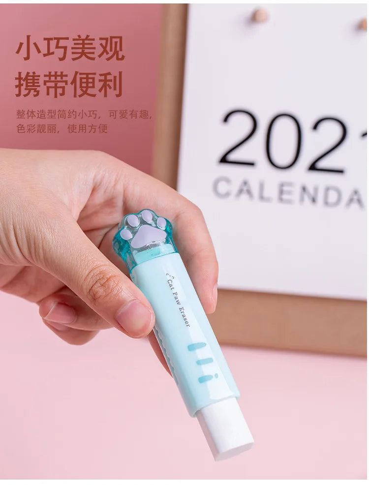 1Pcs Kawaii Push-pull Design Cat Paw Rubber Erasers Student Correction Tool Kids School Office Supplies Gift Creative Stationery