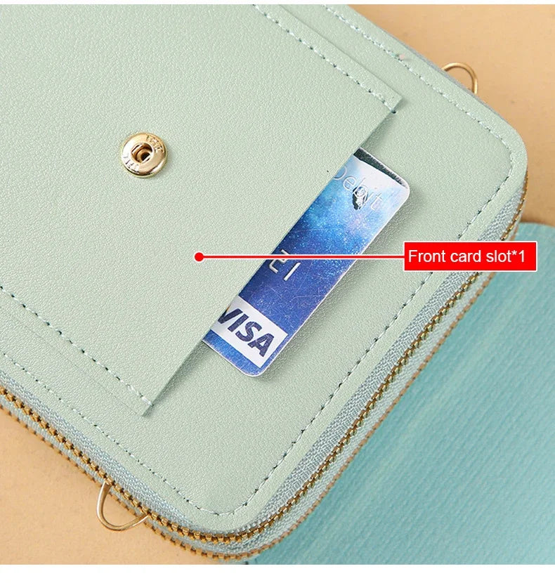 Cartera para teléfono móvil con pantalla táctil, de piel sintética, para mujer, minibolso de hombro con solapa, tipo bandolera, pequeño