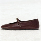 Luxury Metal Decoration Ballet Flats Women Retro Round Toe Soft Leather Mary Jane Shoes Light Soft Sole Comfortable Casual Shoes