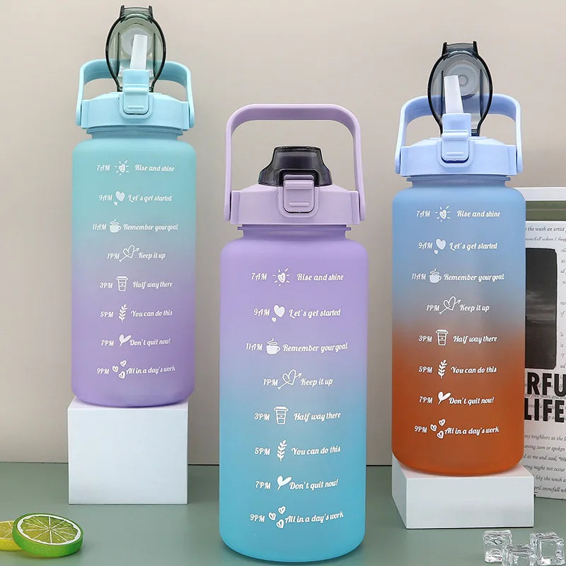 2025 Spring/Summer 2L Large Capacity Outdoor Plastic Bouncing Straw Sports Water Bottle Leak-proof Portable Refill Cups