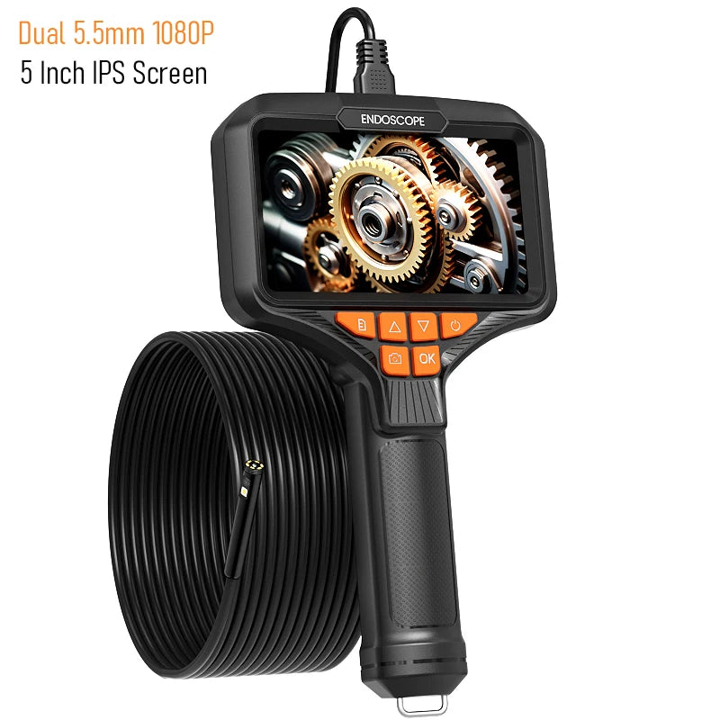 5'' IPS Screen Handheld Endoscope Car Inspection Borescope Video Camera Single Dual Triple Autofocus Lens USB Probe Waterproof