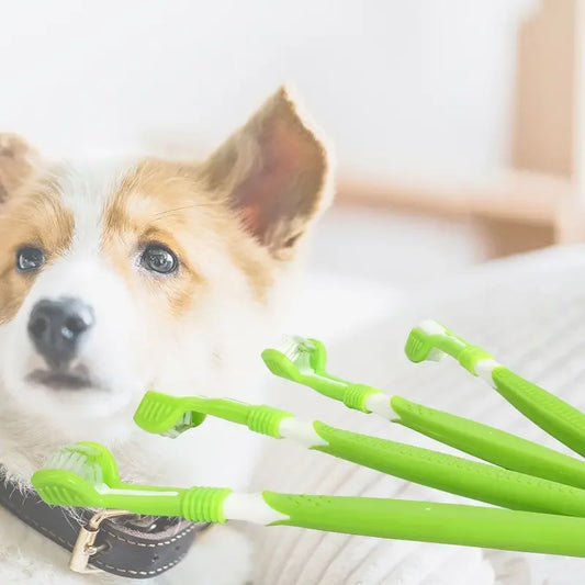 1Pc Pet Toothbrush Dog Cleaning Mouth Toothbrush Three Sided Multiangle Cleaning Tartar Teeth Health Care Tool Pet Supplies