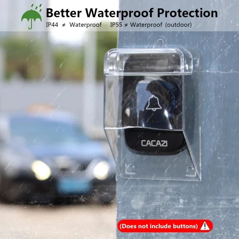 Outdoor Home Doorbell Transparent Waterproof Cover Wireless Door Bell Chime Button Protective Cover Splash Guard Cover