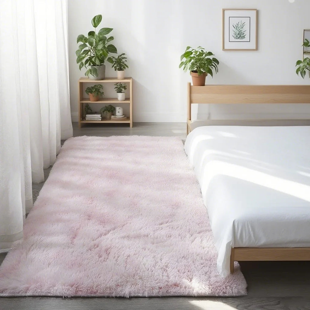 Shaggy Area Gray Rug For Living Room Super Soft Long Pile Bedroom Carpet Non-Slip Children's Home Decor Fluffy Bedside Floor Mat