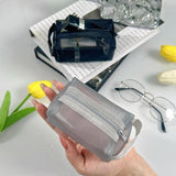 1pc Multifunctional Square Nylon Mesh Storage Bags Travel Portable Urltra-Light Mini Wash Bags Mini Zipper Coin Purse