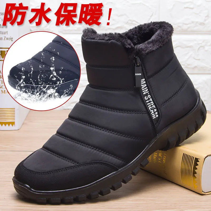 Botas de nieve de invierno para hombre, zapatos impermeables con doble cremallera, botas de lluvia, botas de pesca de invierno, zapatero de invierno, botas para hombre
